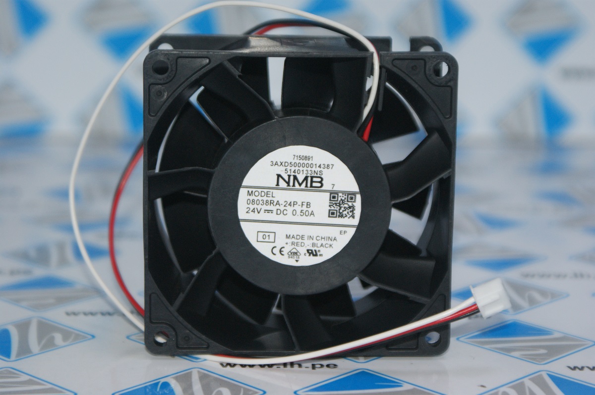 08038RA-24P-FB                 Ventilador de refrigeración para servidor de 3 cables, y conector, 08038RA-24P-FB 01 24VDC, 0.5A 80x80x38mm, NMB