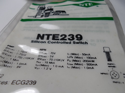 NTE239  Transistor  Silicon Controlled Switch (SCS). Company, NT