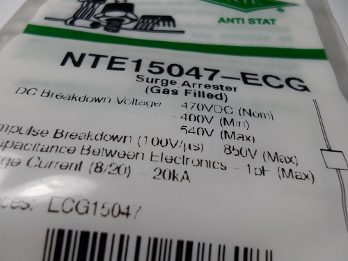 NTE15047-ECG  Diodo GAS FILLED SURGE ARRESTER 470VDC 20 AMP AXIA