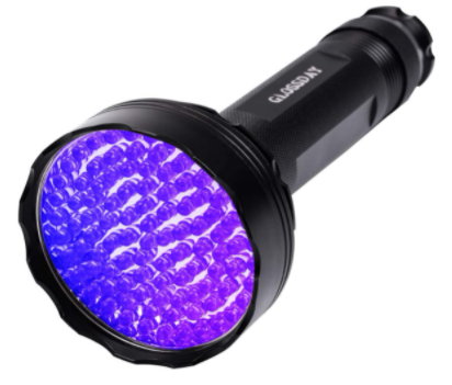 100 LED UV       Linterna Led 395nm Ultra violeta lámpara de antorcha de luz negra con gafas para mancha Detector