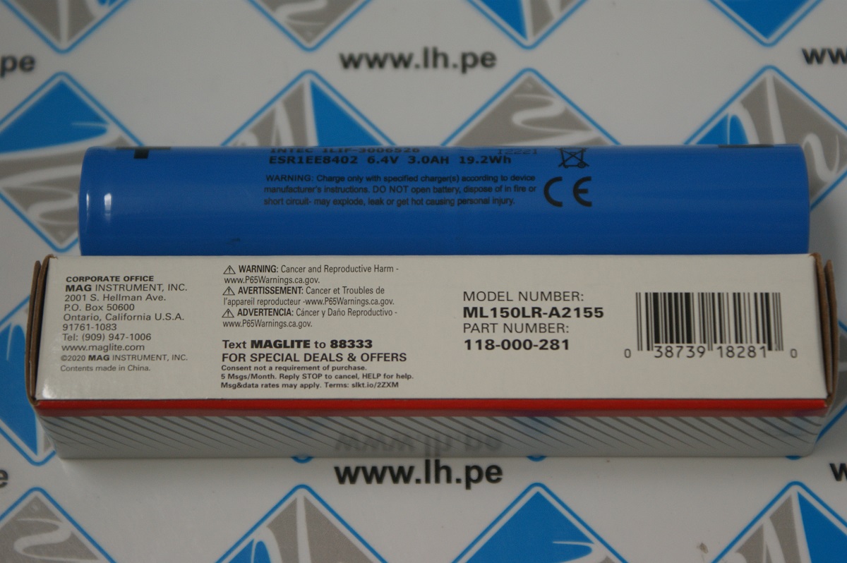 118-000-281 ML150LR-A2155             Batería recargable para Linterna ML150LR..Flashlights Maglite