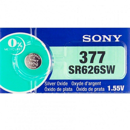 SR626SW  Bateria Lithium SR626SW, 377 Silver Oxide Watch Battery, 1.55V, 29mAh SONY