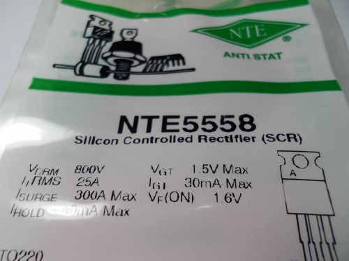 NTE5558   SCR THYRISTOR, 16A, 800V, TO-220.