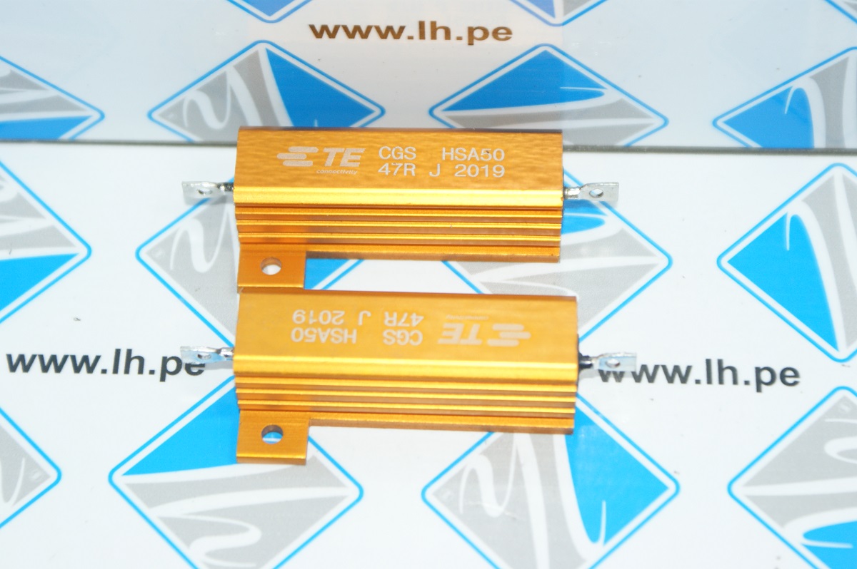 6-1625984-1 HSA50         Resistor bobinado 47Ω, 50W, con radiador, atornillado