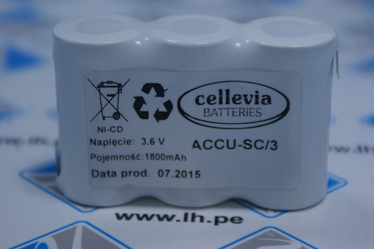 ACCU-SC/3         Batería Ni-Cd, 3.6V, 1500mAh, Tamaño sub-C, salida a soldar