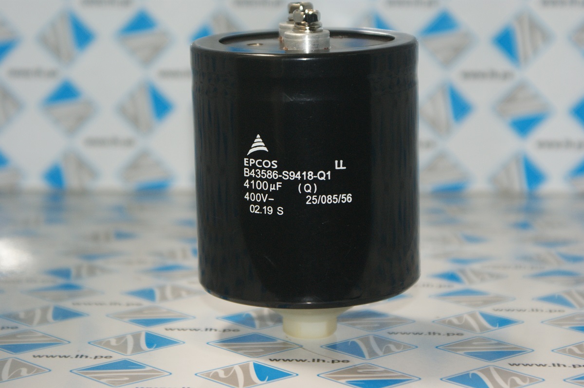 B43586-S9418-Q1       Capacitores electrolíticos de aluminio Terminal roscado 4100uF, 400V, 30% Threaded Stud Mount