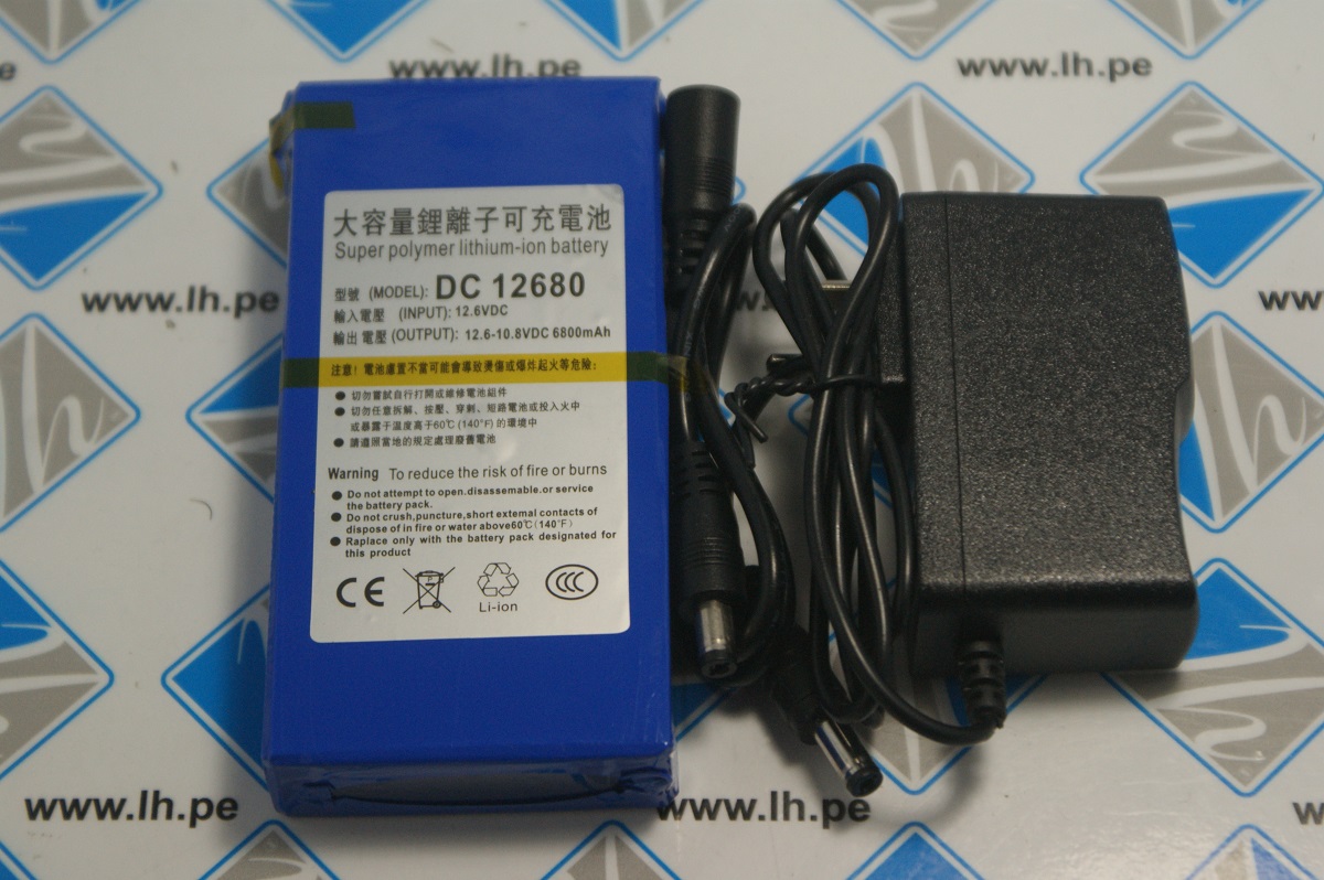 DC12680              Batería recargable portátil 6800mAh 12.6VDC  para cámaras videocámaras y su cargador