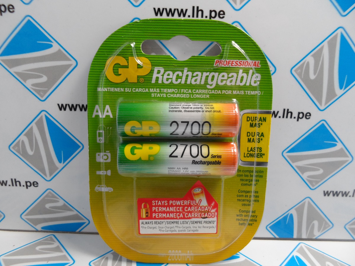 GP270AAHC-2LA2 GPRHC272C149       Blíster de dos pilas recargables Recyko AA de 1.2V, 2700 MAH