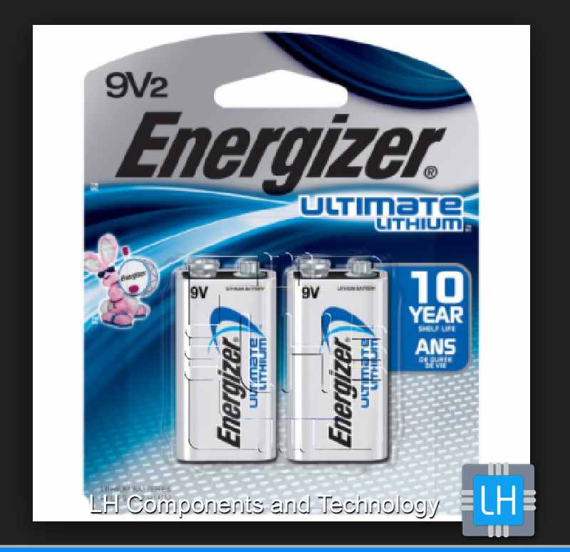 L522 L522BP2        Batería Lithium Energizer L522 9Volt Ultimate Lithium, 2 Pack Carded