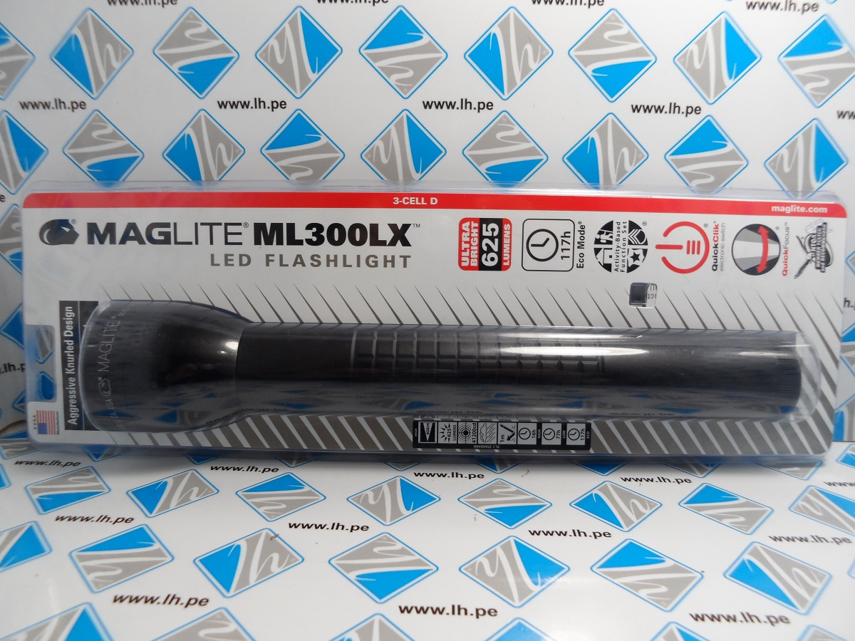 ML300LX-S3CC6 150-000-303  Linterna Maglite LED de 3ra Generación 625 / 143 / 58 Lumen 3-Cell D Color Negro