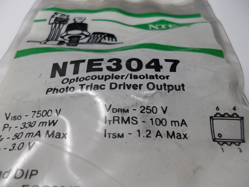 NTE3047  Circuito Integrado  Optoisolator With Triac Output 6-Pi