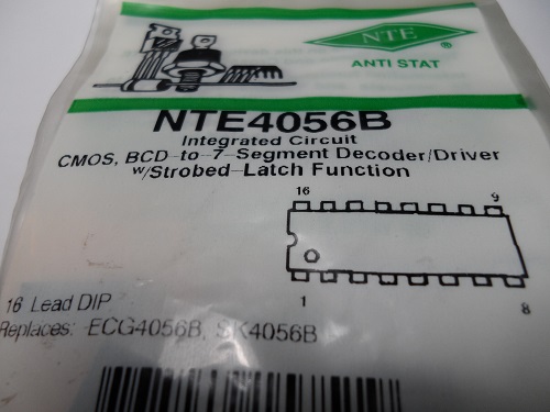 NTE4056B  Integrated Circiut Cmos Bcd To 7 Segment Decoder/Drive
