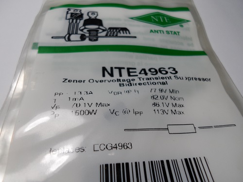 NTE4963  DIODO TRANSIENT SUPPRESSOR BIDIRECTIONAL 1500W VBR=82.0