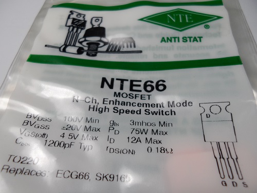 NTE66  TRANSISTOR MOSFET N - Ch, Enhancement Mode, High Speed Sw