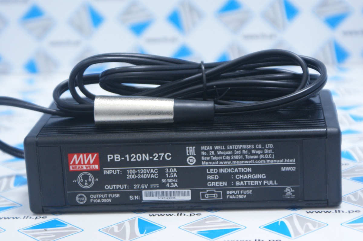 PB-120N-27C                 Cargador para baterías de plomo-ácido, 4.3A, 27.6VDC
