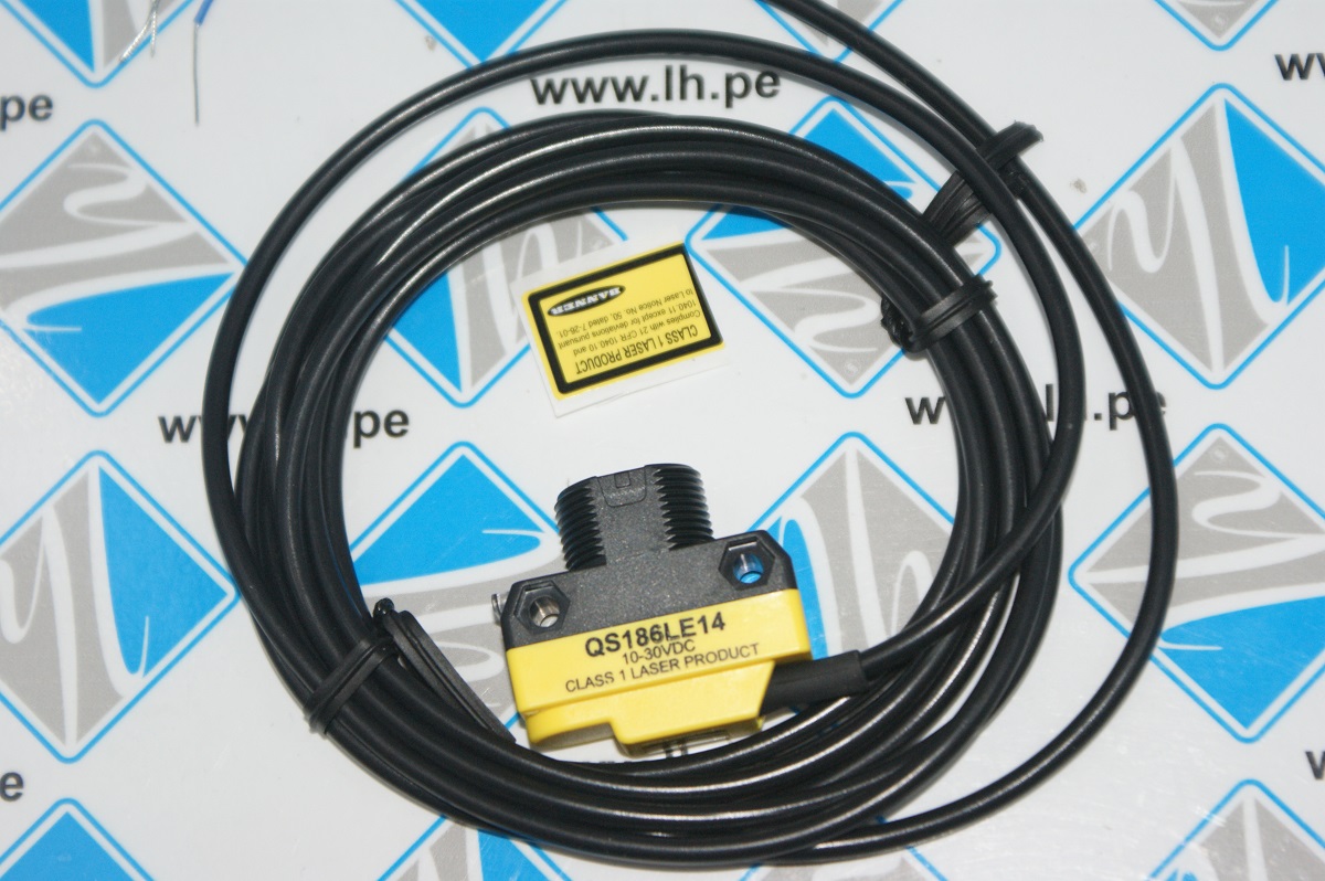 QS186LE14         Sensor fotoeléctrico, láser clase 1, 15 m, 10-30 VCC, cable, QS18
