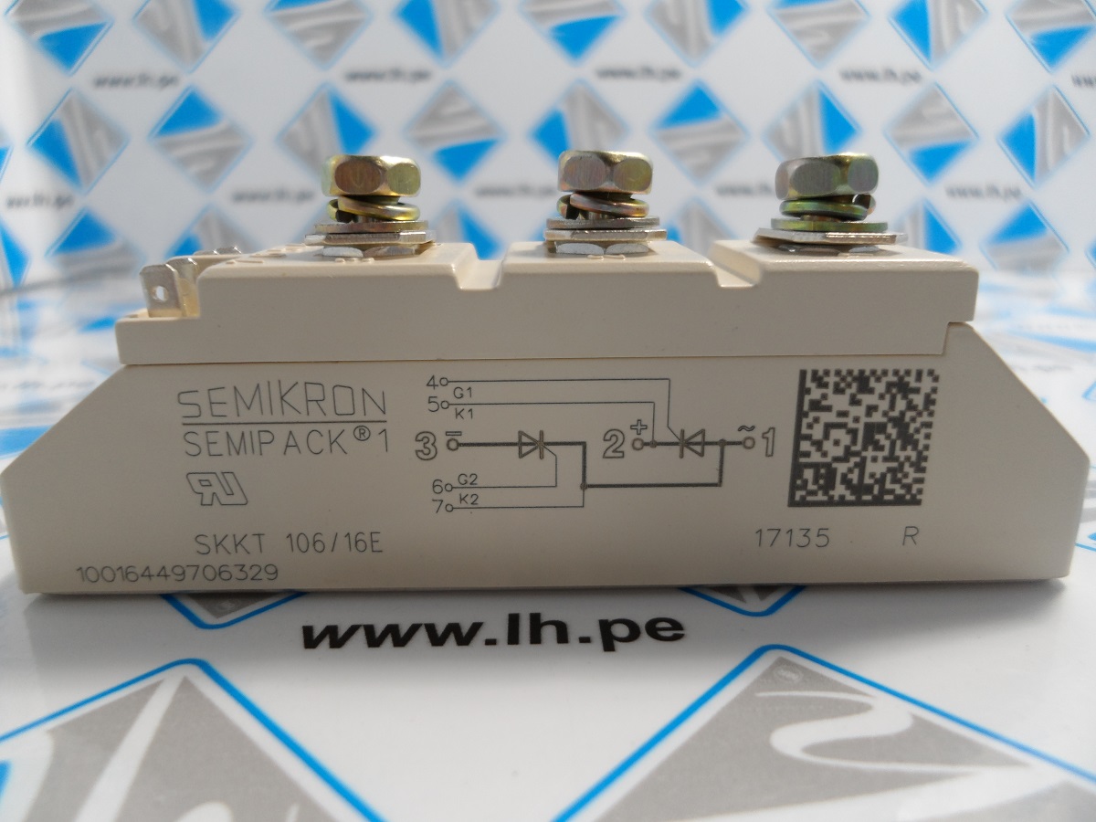 SKKT106/16E SKKT 106/16E       Modulo Thyristor/Thysristor 1600V, 106Amp. Semipack1, V, A46