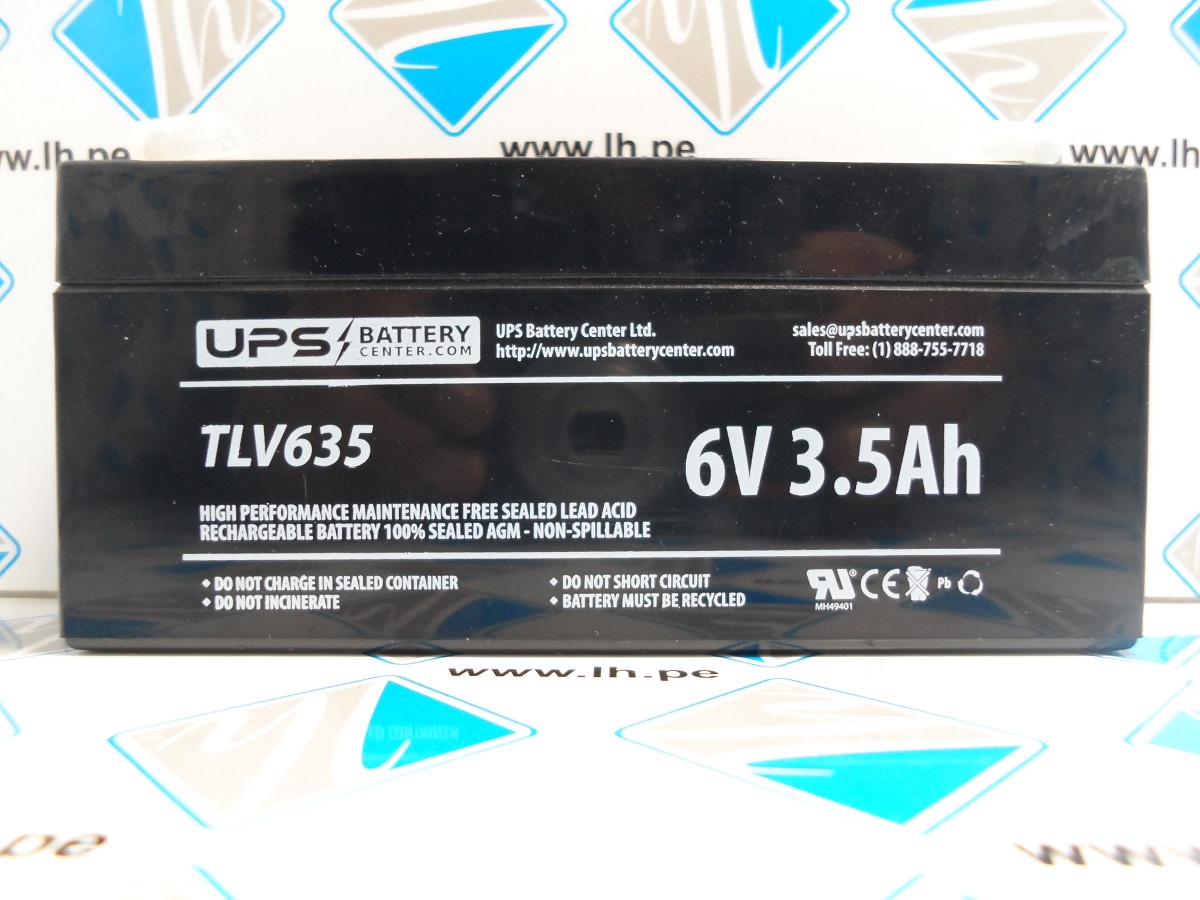 TLV635     Batería Recargable 6V, 3.3-3.5AH