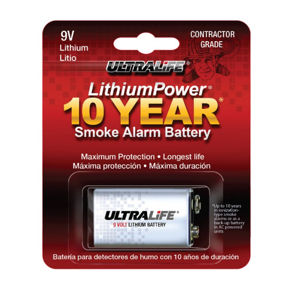 U9VLJPX U9VL-JP-BP     Batería Lithium 9 Voltios, para detectores de humo con 10 años de duración