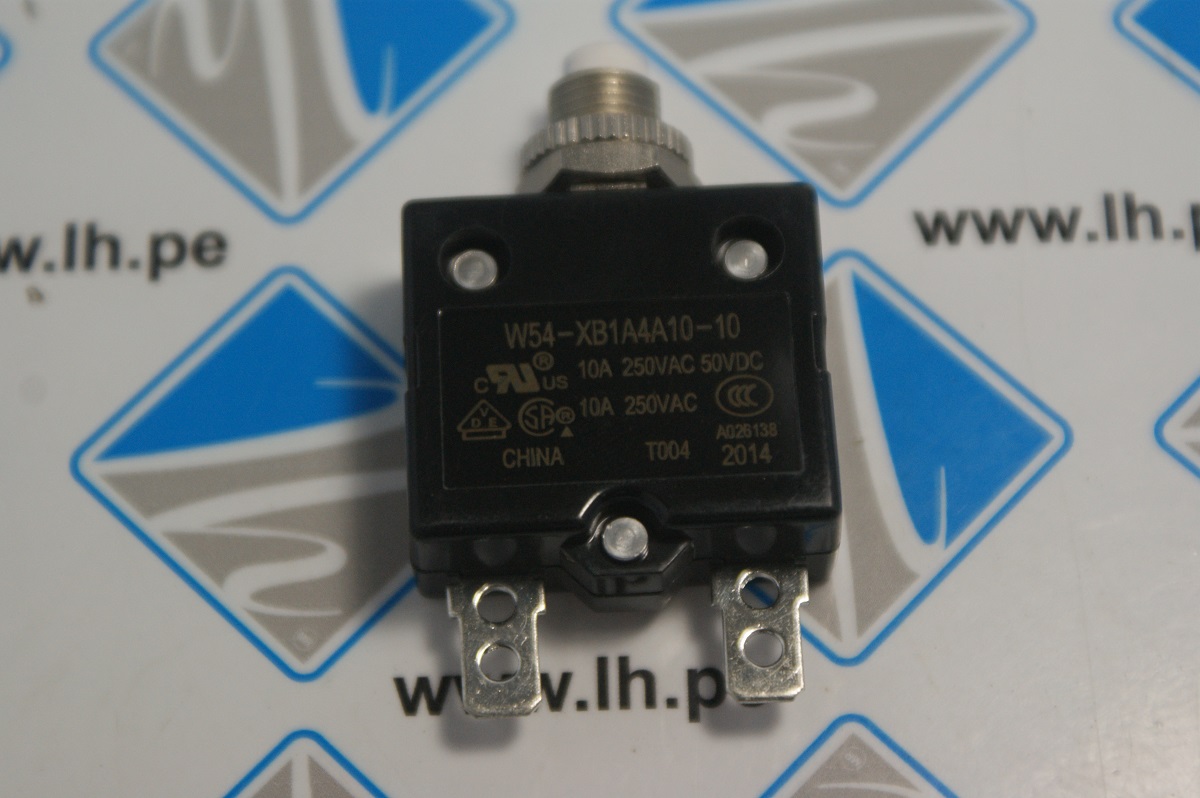 W54-XB1A4A10-10      Disyuntor térmico / Disyuntor magnetotérmico TE Connectivity W54 de 1 polo, 250V ac, 10A