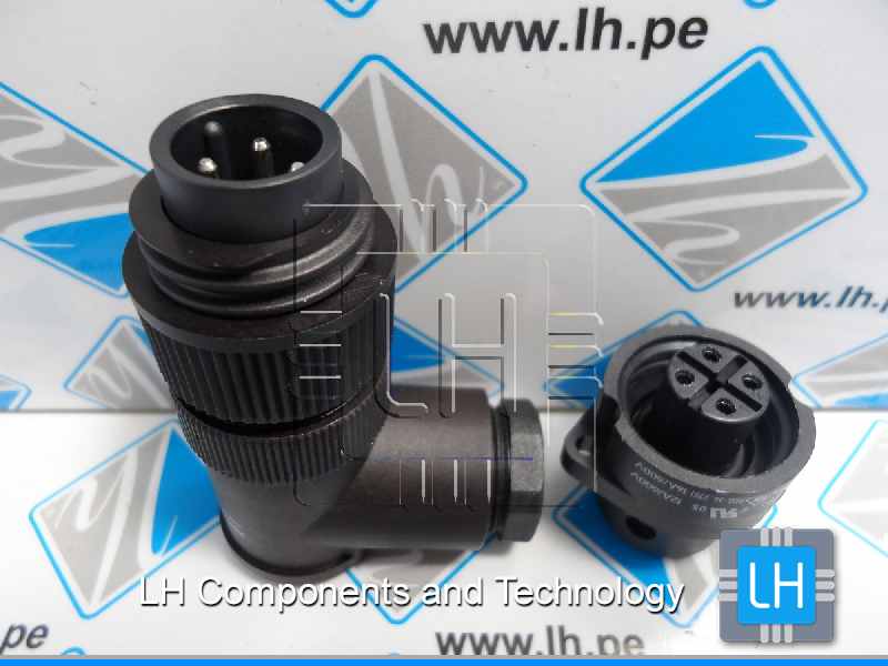 0942240004 99422121504        Conector hembra y Macho 90°C, redondo, 693, RD24, 4 pines, 16A