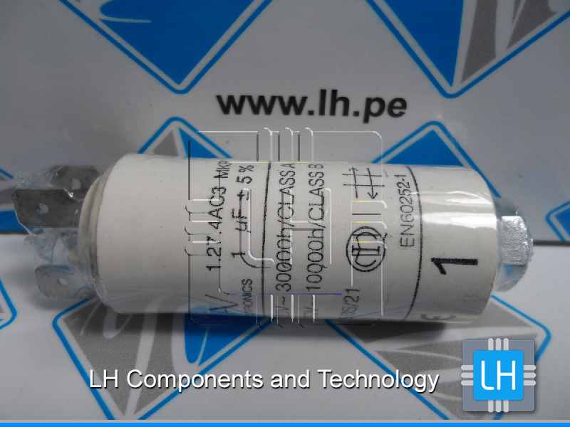 1.27.4AC3        Capacitor para motor 1uF,  5%, 420/470VAC