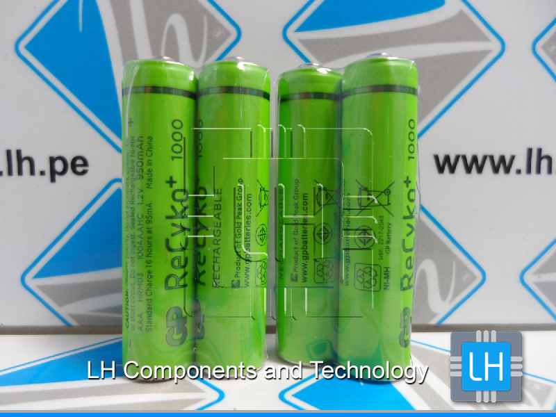 100AAAHC      Batería recargable AAA, 1,2V, 1000mAh