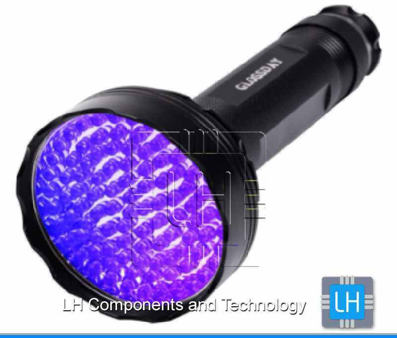 100 LED UV       Linterna Led 395nm Ultra violeta lámpara de antorcha de luz negra Detector batería AA con gafas para mancha Detector