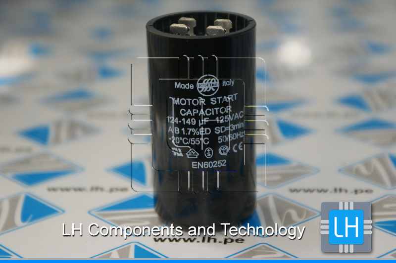 124-149uF 125VAC             Capacitor de Arranque 124-149MFD, 110-125VAC, 36X70mm