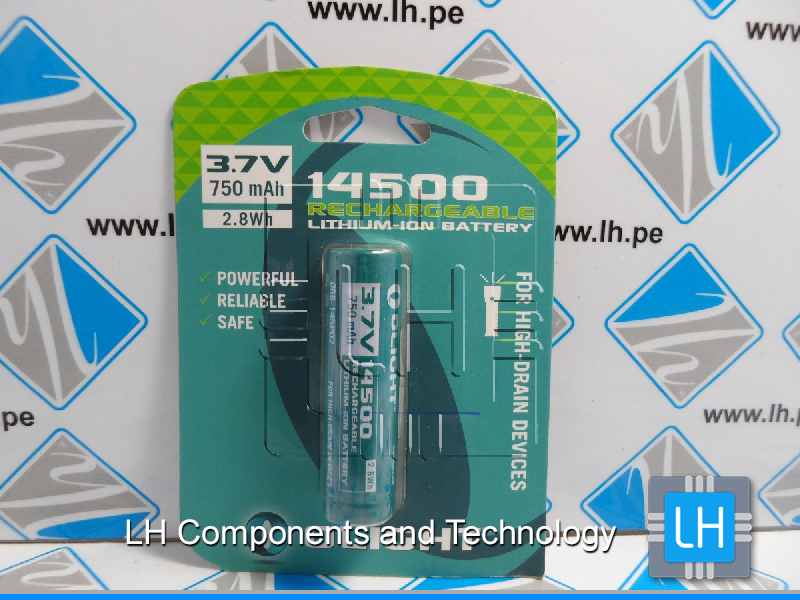 14500-750MAH-BULK      Batería Lithium 14500, Recargable, 3.7V, 750mAh