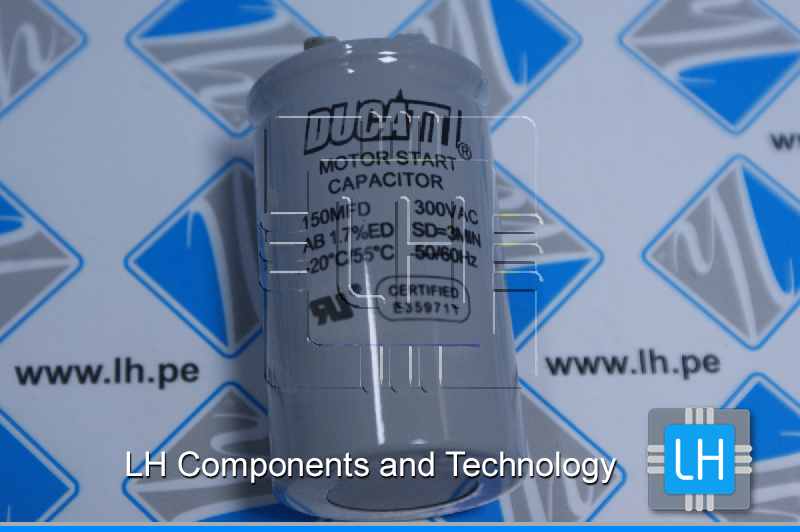 150uF 300VAC                 Capacitor de Motor Start 150uF 300VAC, 50/60Hz, Ducatti