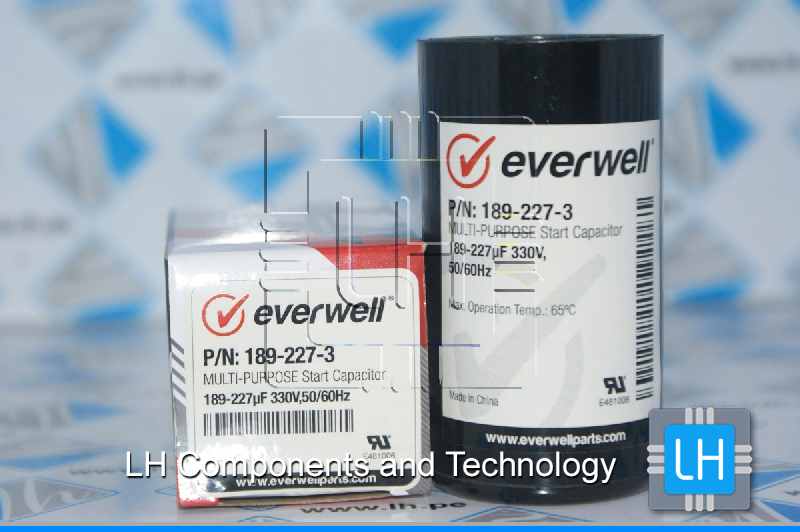 P/N: 189-227-3                Capacitor arranque Multi-Purpose start 189-227uF 330VAC, 50/60Hz. Everwell