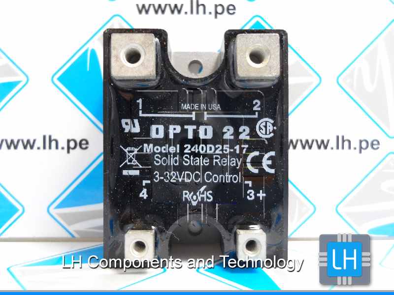 240D25-17   Relay estado sólido SSR, 25A, 240VAC, Panel Mnt