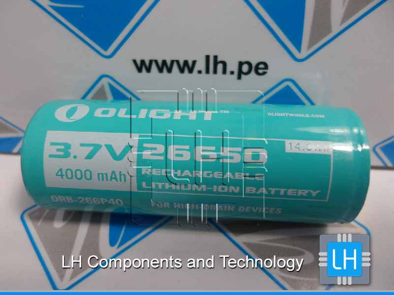 26650      Battery Lithium-Ion rechargeable (3.7V, 4000mAh)