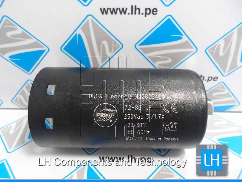 412803409       Capacitor Arranque 72-86uF, 250VAC, M8