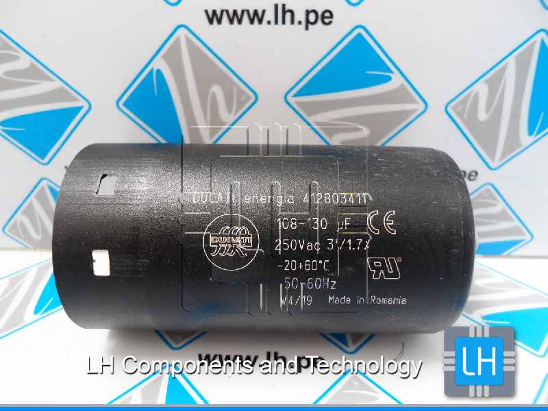 412803411        Condensador para motor de arranque 108-130uF, 250VCA