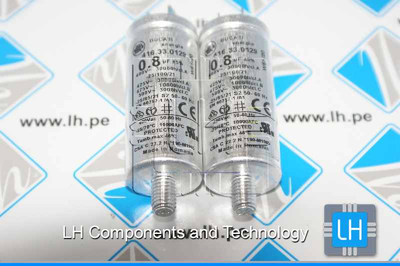 416330129             Capacitor metalizado 0.8uF, 400VAC, 25x60mm