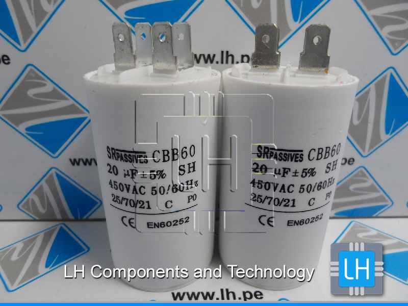 CBB60A-20/450       Condensador para motores, de trabajo 20uF, 450V