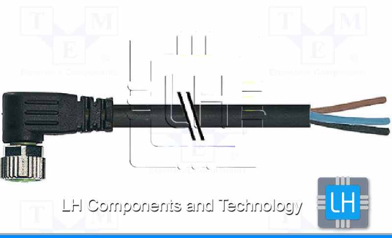 7000-08081-6100500      Conector con Cable de conexión, M8, 3 pines, 90°C, 5 metros