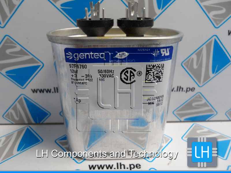 97F6760      Capacitor metalizado 12 uF, 330VAC, 3%, QC