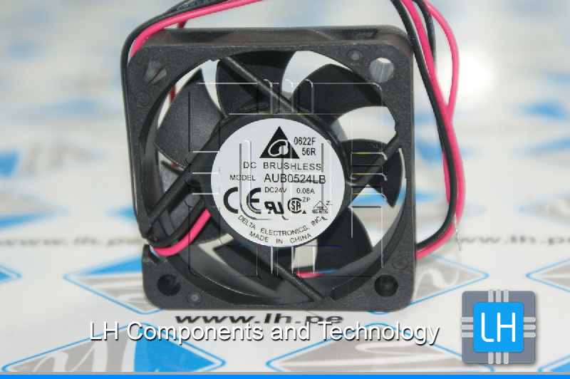 AUB0524LB        Ventilador axial 24VDC, Cuadrado 50x50x15mm, 24VDC, con 2 cables