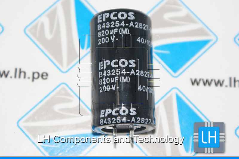 B43254A2827M000             Capacitor electrolítico de aluminio 820uF, 200VDC