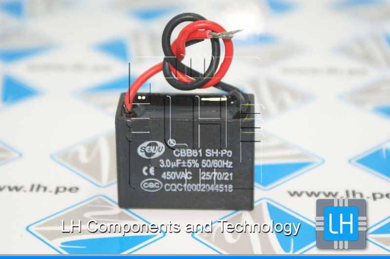 CBB61 3uF 450V        Condensador de arranque para Motor CBB61, 3uF 450VAC