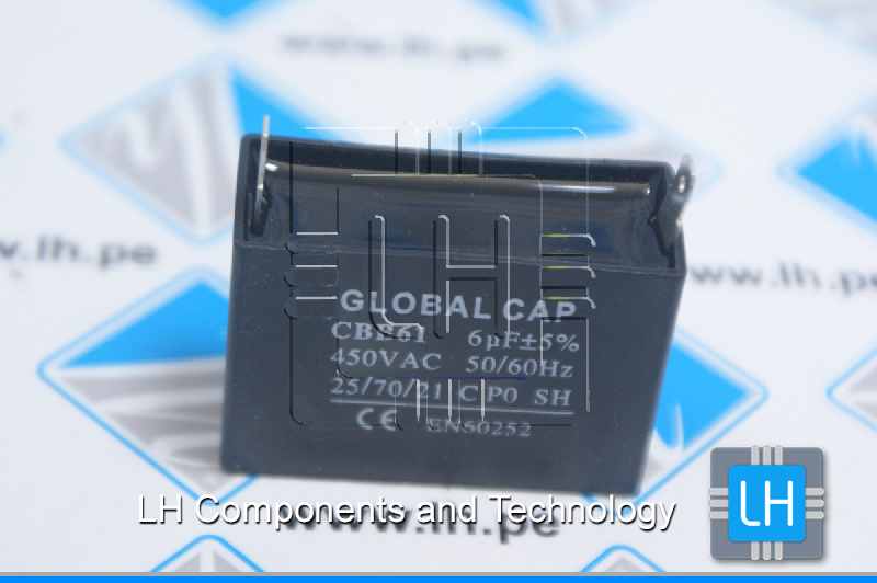 CBB61 6uF                   Condensador de PVC, 6uF, 450VAC, 50/60Hz, 2 terminales