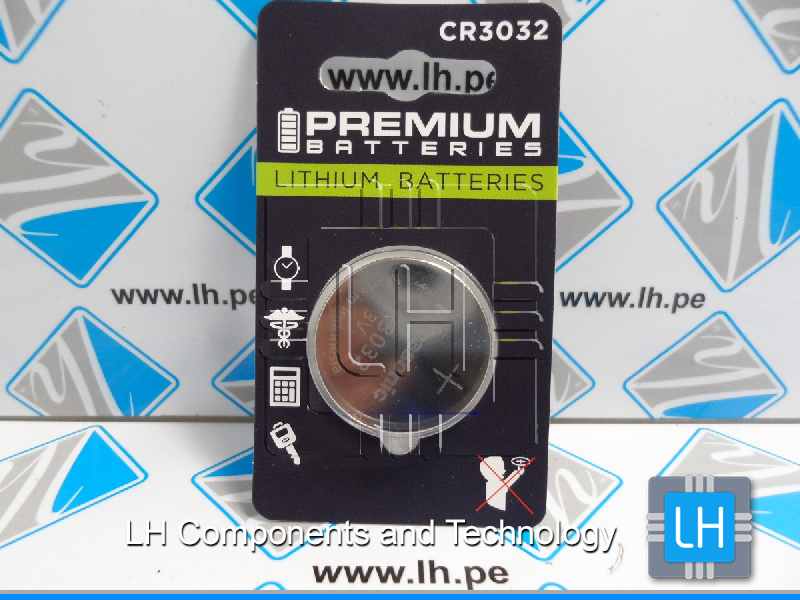 CR3032      Pila de botón Dióxido de Manganeso-Litio Panasonic Lithium, CR3032 3V, 500mAh