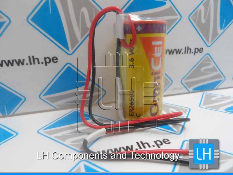 ER26500-W      Bateria Lithium 3.6V, 8500mAh, Size: C,  con salida de cables,  Thionyl Chloride (Li-SOCI2) Battery