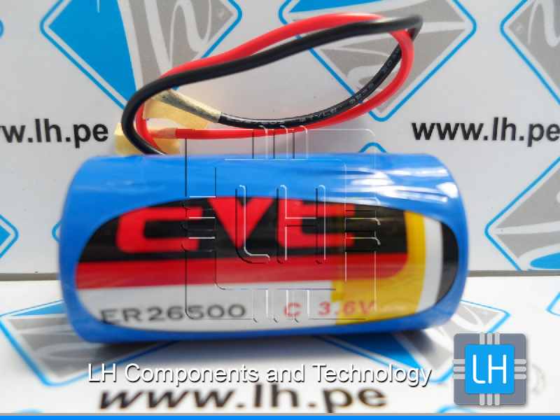 ER26500FL       Batería Lithium 3.6V, 8500mAh, Tamaño: C, con cables 150mm