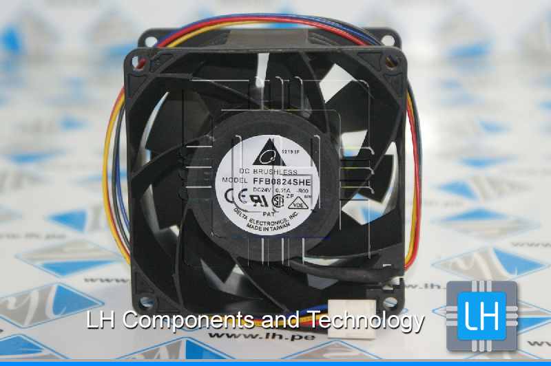 FFB0824SHE-R00             Ventilador axial 24VDC, 80x80mm, con 3 cables y conector, 68.5 CFM