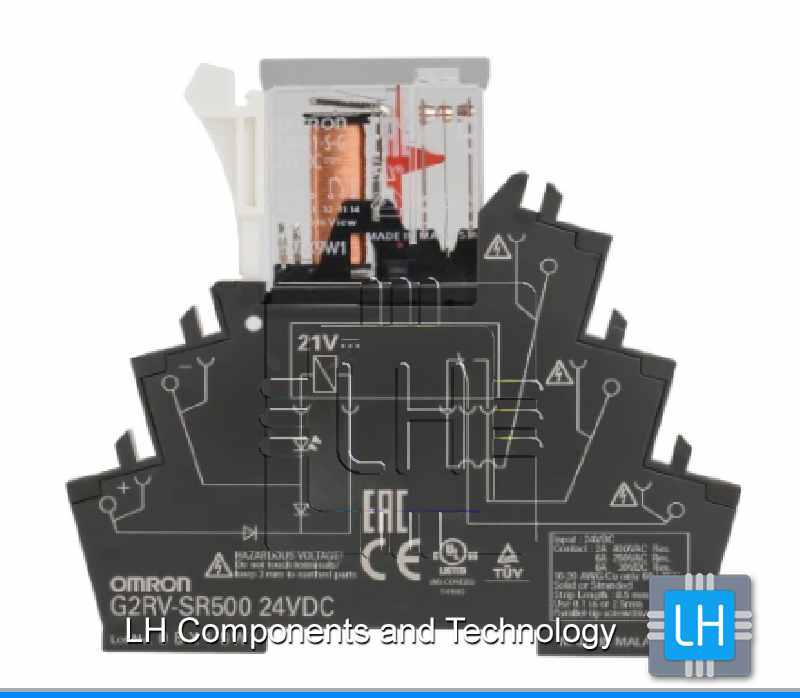 G2RV-SR500 DC24                Relé de potencia sin enclavamiento Omron G2RV de 1 polo, SPDT, bobina 24V dc, 6A, Carril DIN