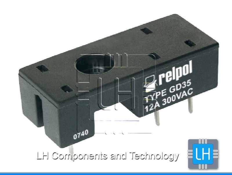 GD35              Base para relay de 5 pines, 12A, 300VCA, PCB